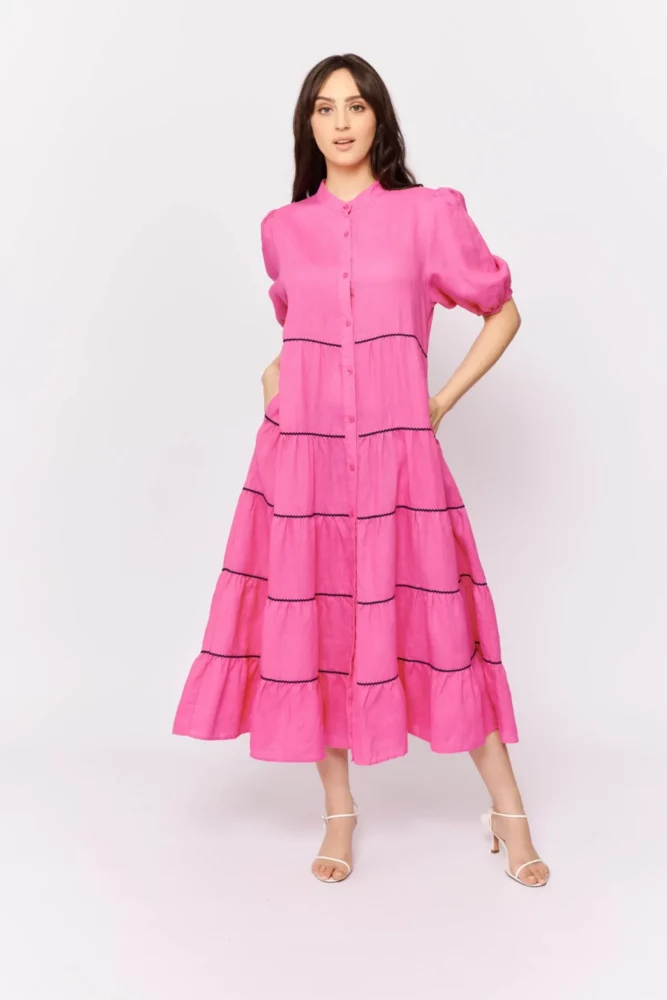 Alessandra Martina Dress Strawberry Linen - Thyme Clothing