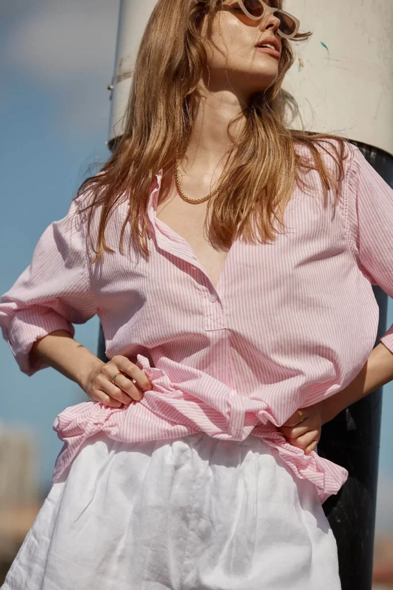 alessandra shirts overshirt in pink stripe voile 31610360102966