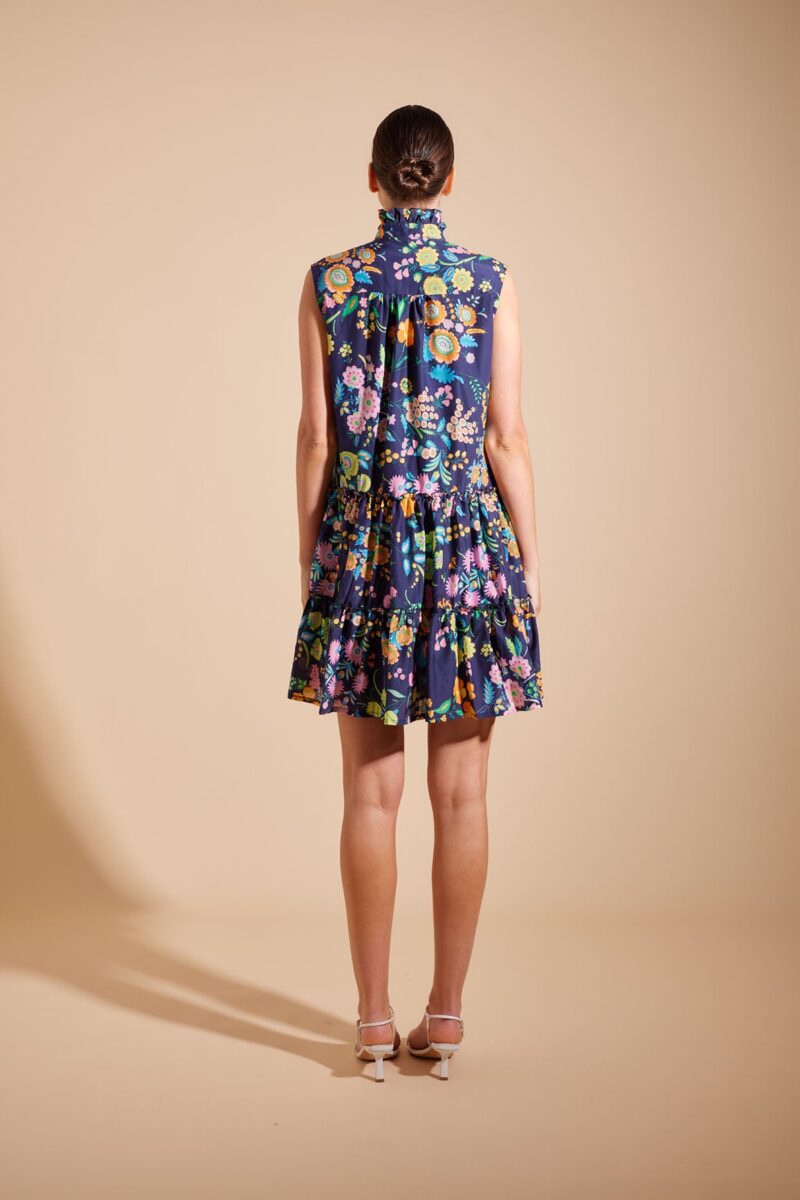 Alessandra Modena Cotton Silk Dress Rosa Garden Print - Thyme Clothing