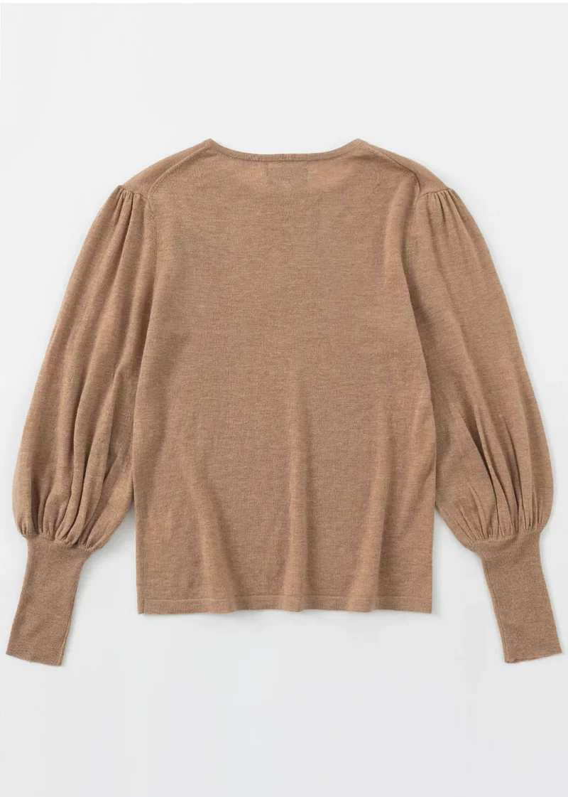 Aleger Cashmere Blend Bell Sleeve Crew Neck Knit N.33 Spice - Image 7