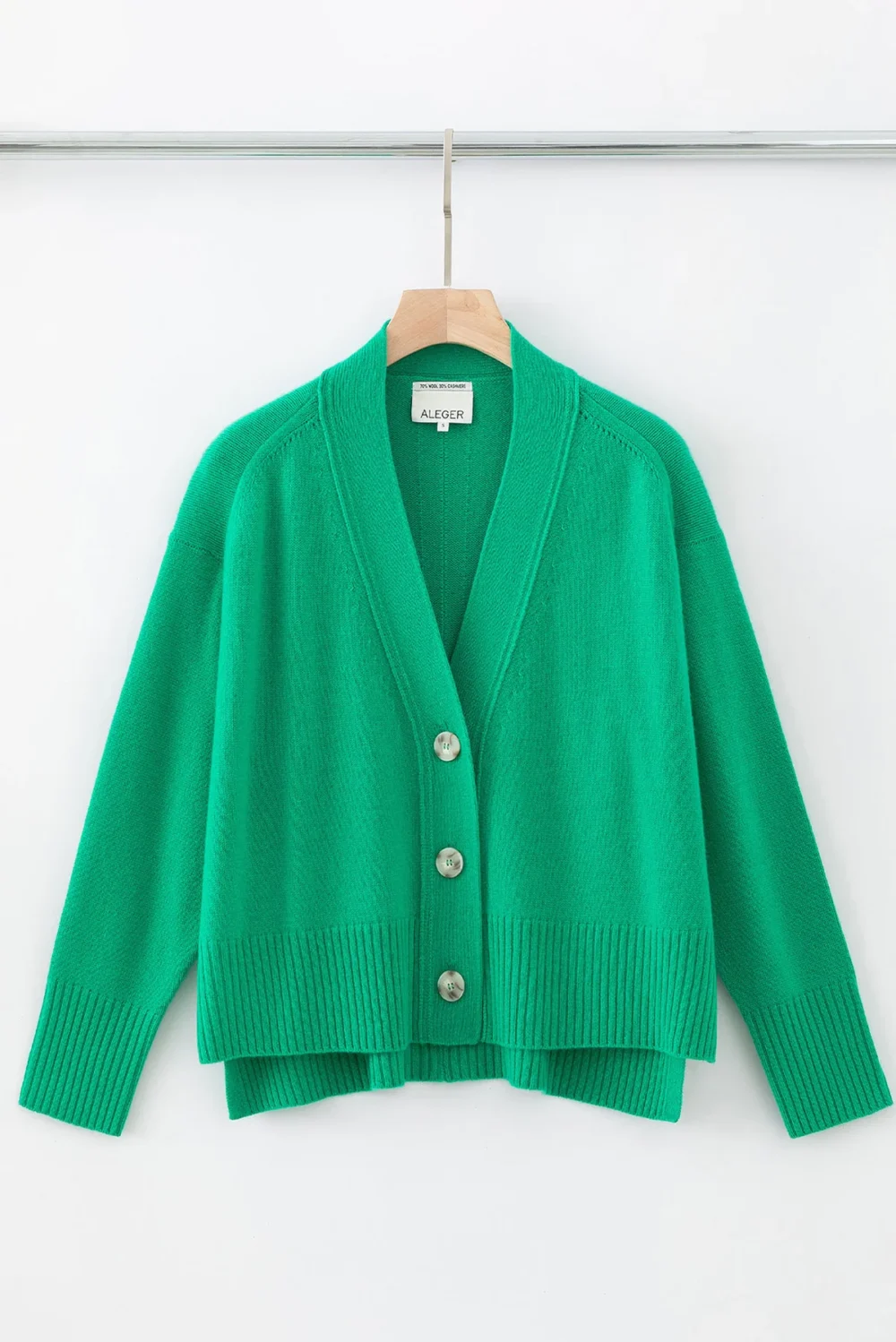 Aleger Cashmere Blend Hi-Low Oversized 3 Button Cardigan N.99 Kelly ...