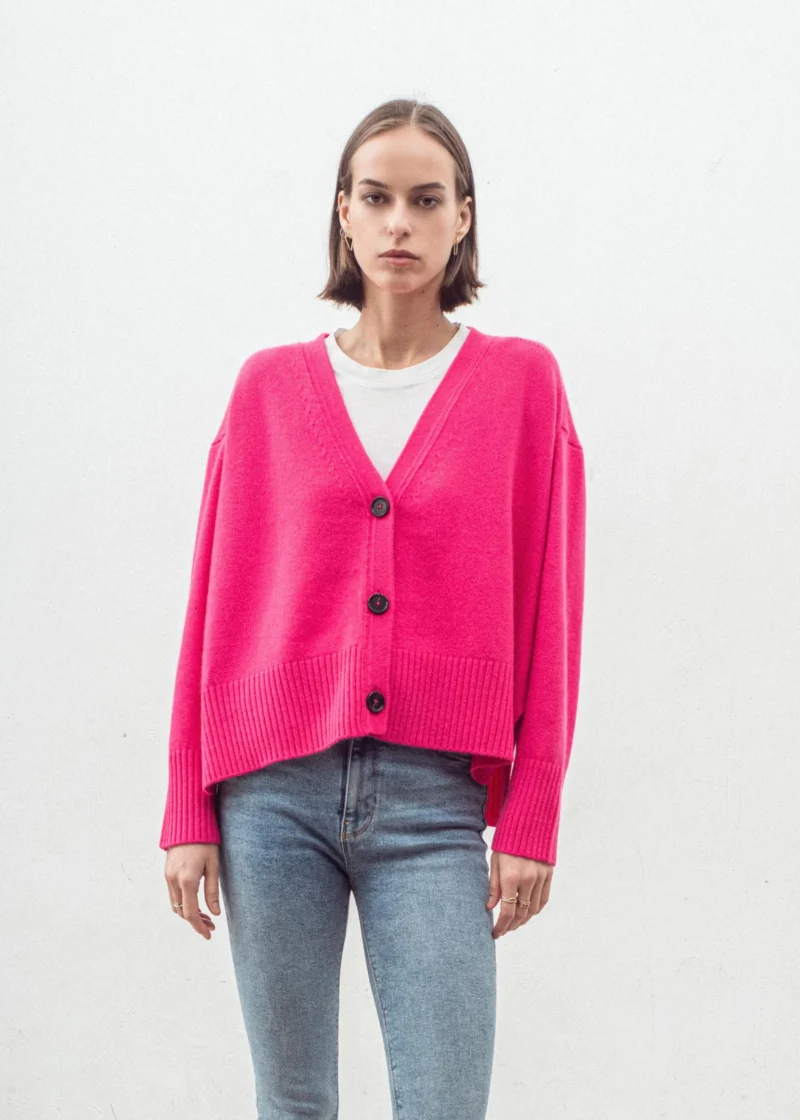 Aleger Cashmere Blend Hi Low Oversized Cardigan N.99 Pink Flash