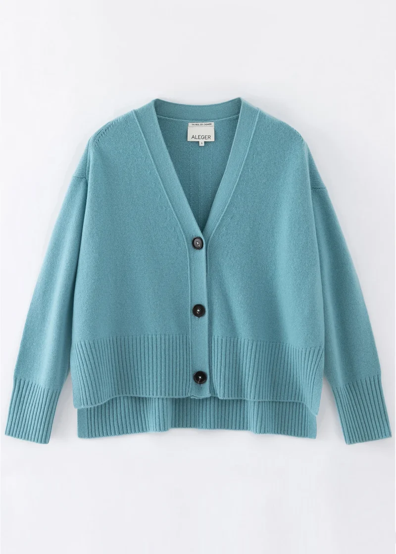 Aleger Cashmere Blend Hi Low Oversized Cardigan N.99 Sicily Blue - Image 2