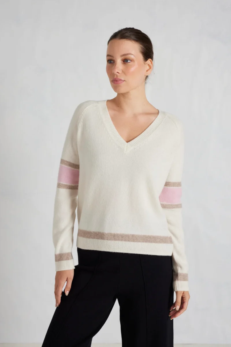 Alessandra Percy Cashmere Sweater in Cloud Dancer - Image 4