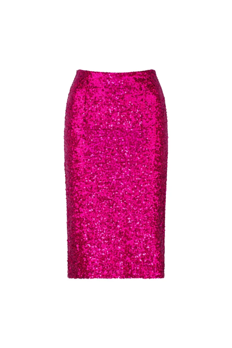 Sequin Pencil Skirt Magenta 2