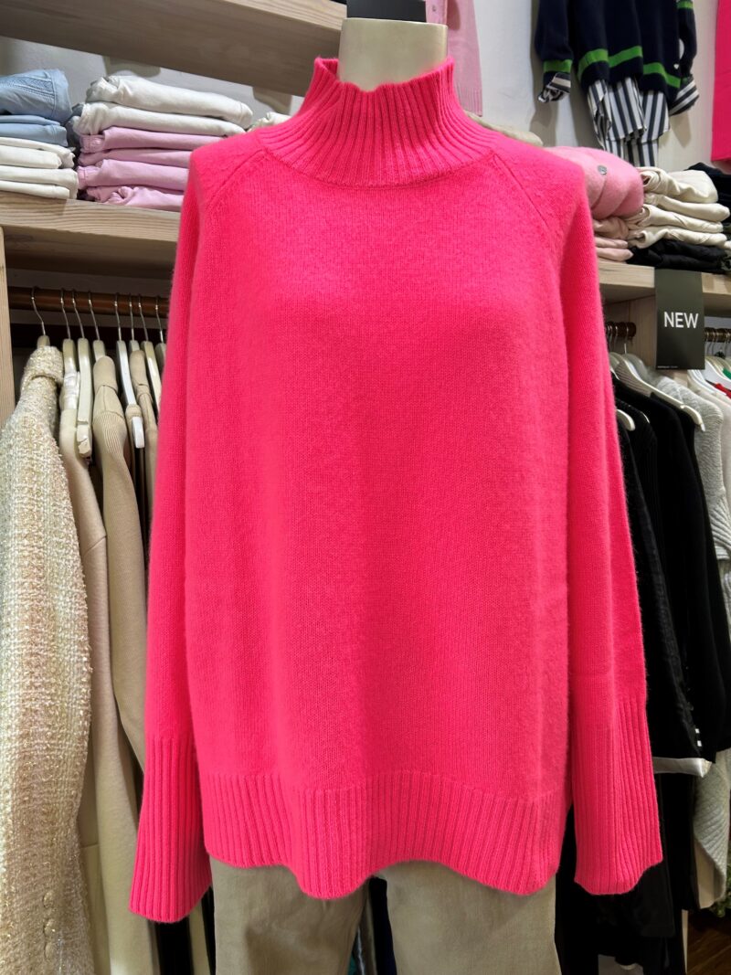 Alessandra Fifi Polo Cashmere Sweater in Electric Pink - Image 5