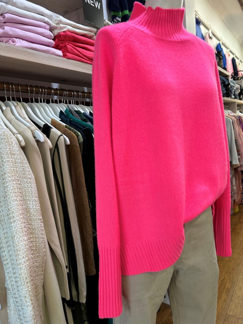 Alessandra Fifi Polo Cashmere Sweater in Electric Pink - Image 3