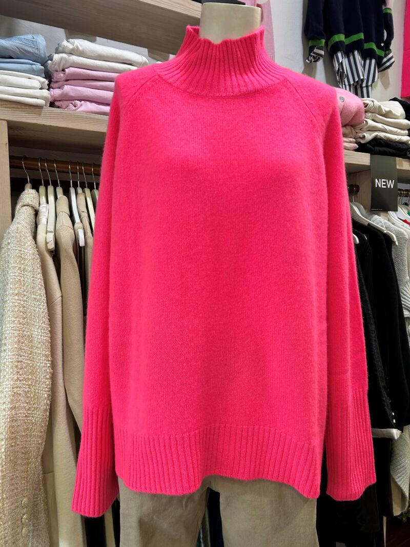 Alessandra Fifi Polo Cashmere Sweater in Electric Pink - Image 2