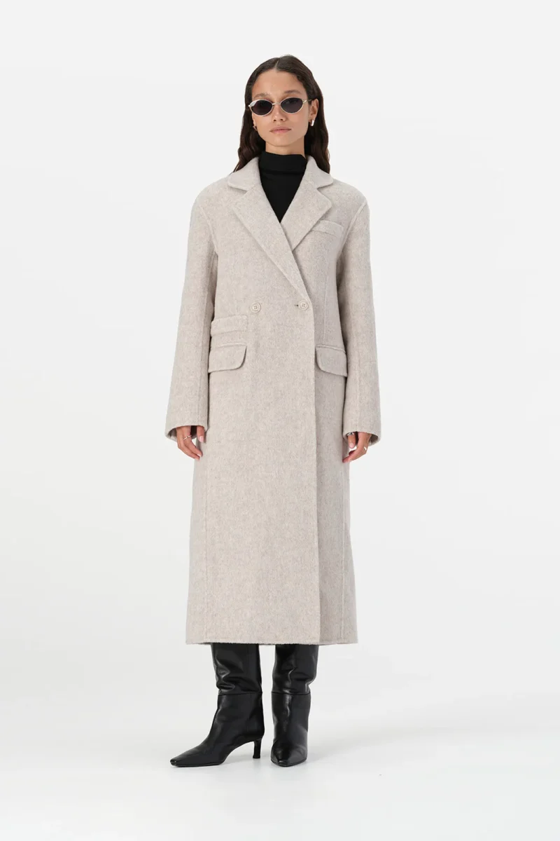 Elka Collective Laurence Wool Coat Ivory Marle - Image 3