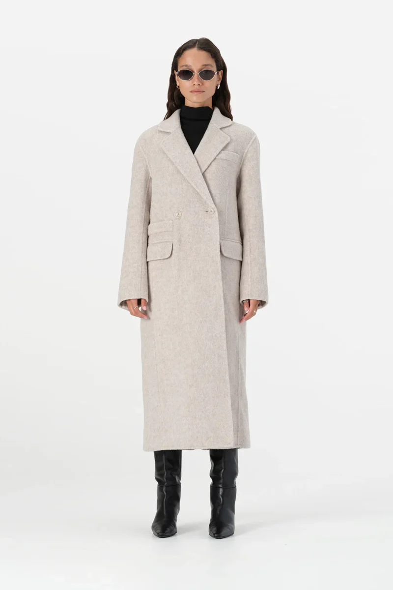 Elka Collective Laurence Wool Coat Ivory Marle