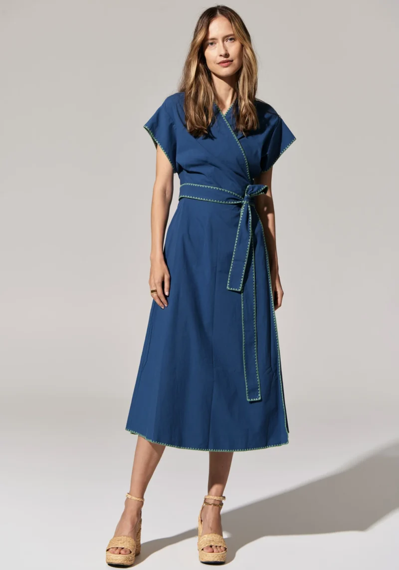 AVA WRAP DRESS BLUE GREEN scaled e1730089133874