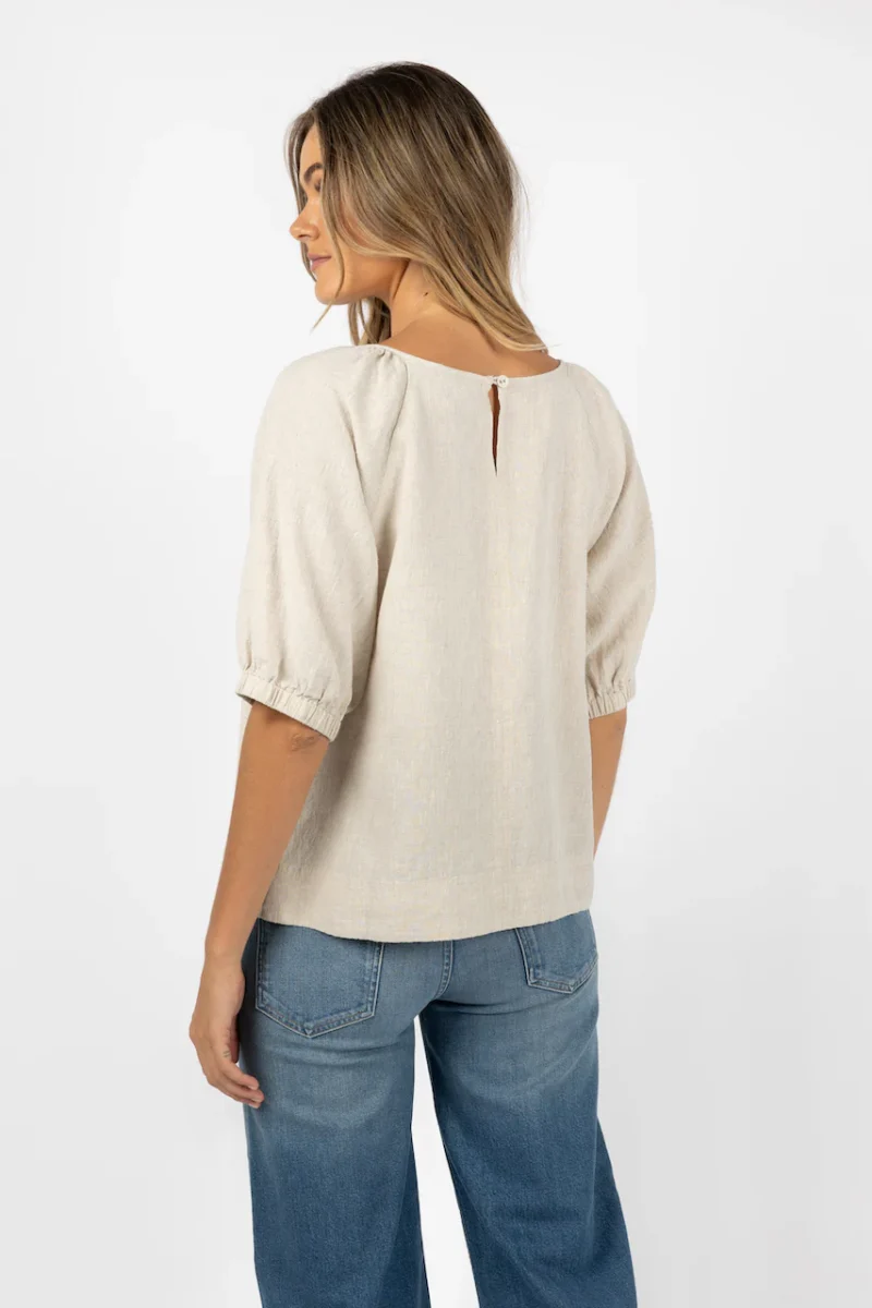 Humidity Lagoon Linen Blouse Natural - Image 2