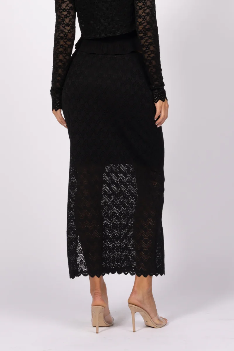 Joey The Label Chevron Floral Lace Skirt Black - Image 4