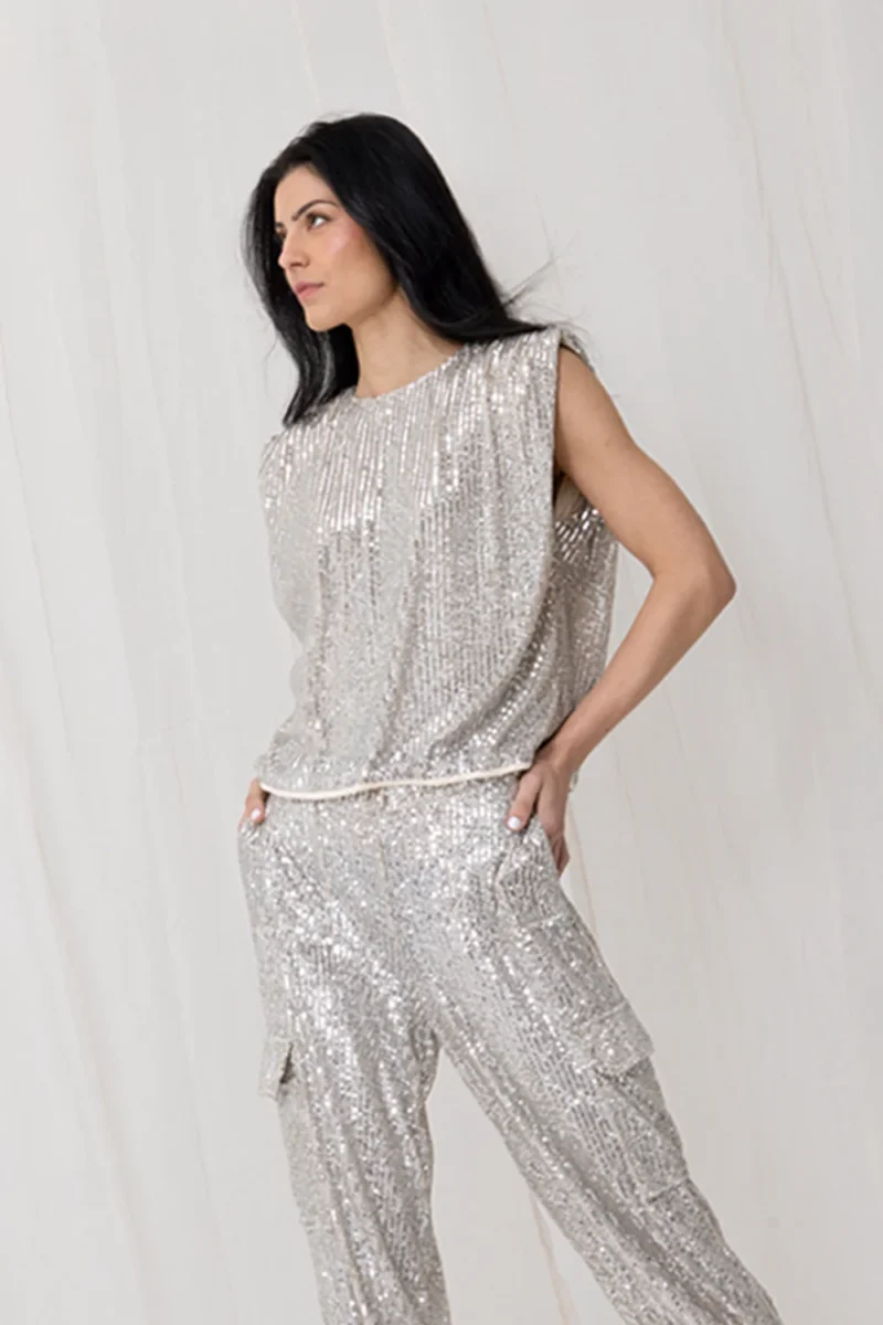 Joey The Label Venus Sequin Top Silver - Image 2