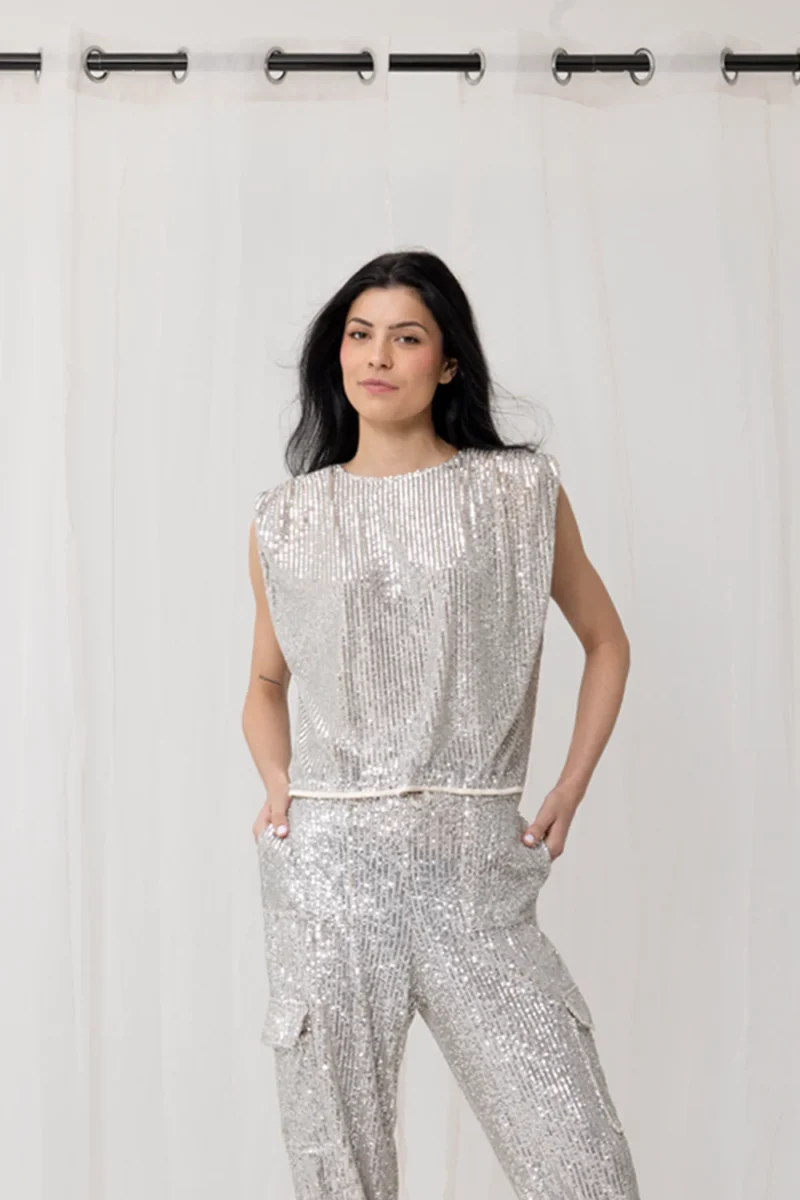 Joey The Label Venus Sequin Top Silver - Image 8