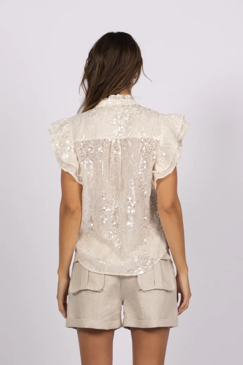 Joey The Label Sequin Me Blouse Sand - Image 4