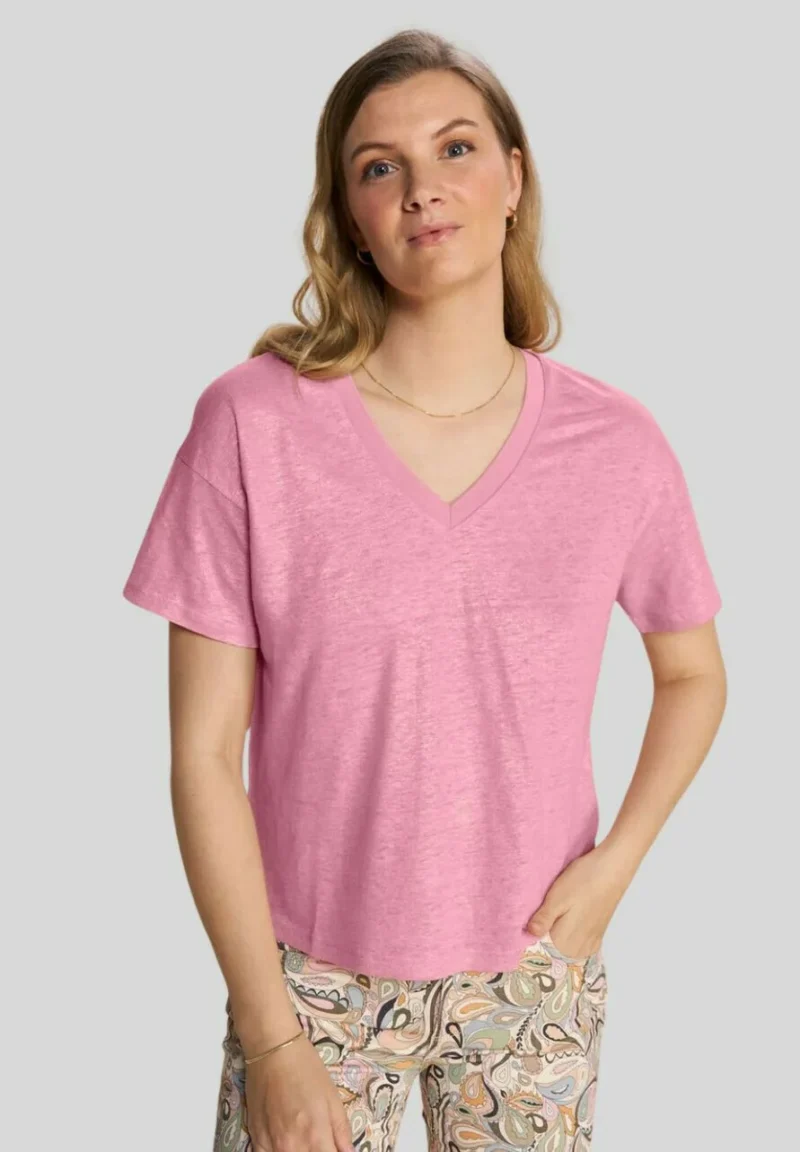 Mos Mosh Casa V-SS Foil Tee Begonia Pink