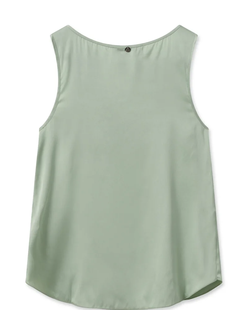 Mos Mosh Astrid V-Neck Silk Tank Top Smoke Green - Image 3