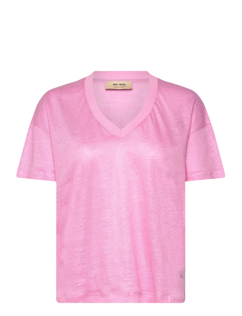 Mos Mosh Casa V-SS Foil Tee Begonia Pink - Image 3