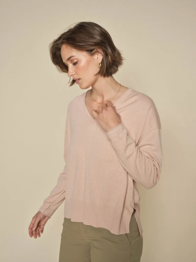 Mos Mosh Tani V Neck Knit Rose Smoke - Image 2